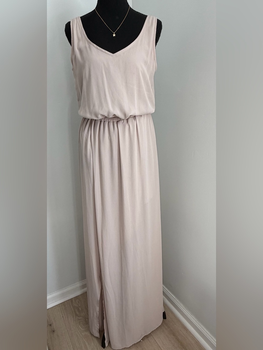 Show Me Your Mumu Kendall Maxi Dress Medium Champagne Draped Formal Gown